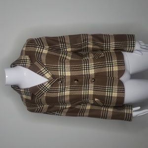 Pendleton Vintage Wool Blazer Tan and Brown Plaid Size 16